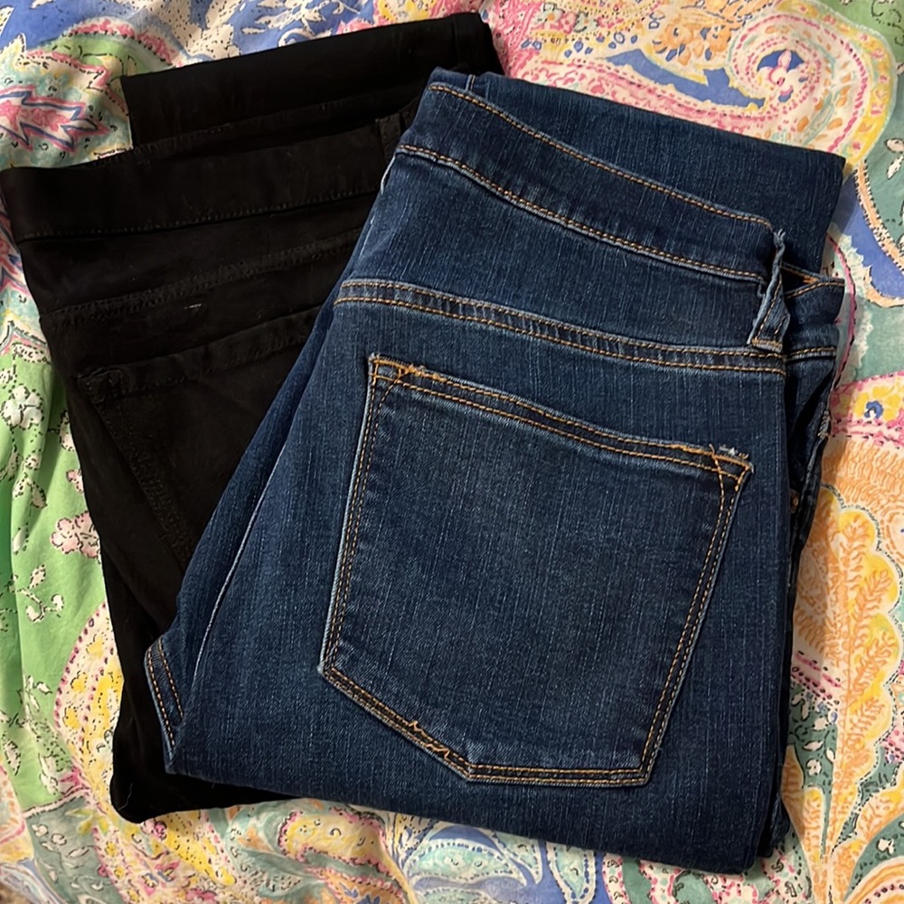 2 pairs of jeans, black and dark blue